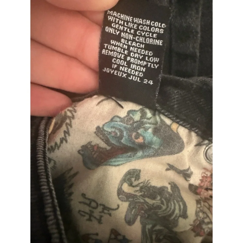 Ed Hardy Size 28 Black Japan Lion Slim Straight Denim Jeans